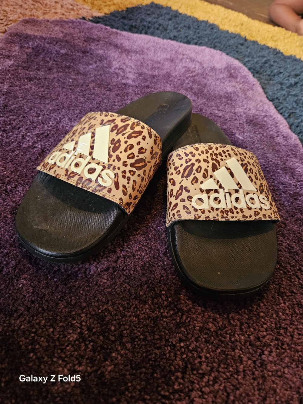 adidas Leopard Slide Sandals - Black and Tan Worn Once - Picture 2 of 7